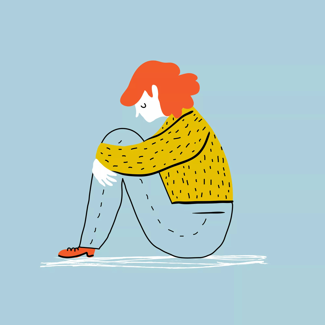 sad or depressed person illustration